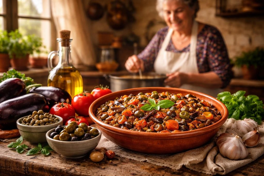 découvrez la véritable caponata sicilienne de ma grand-mère, une recette authentique pleine de saveurs et de secrets traditionnels pour un voyage culinaire inoubliable.