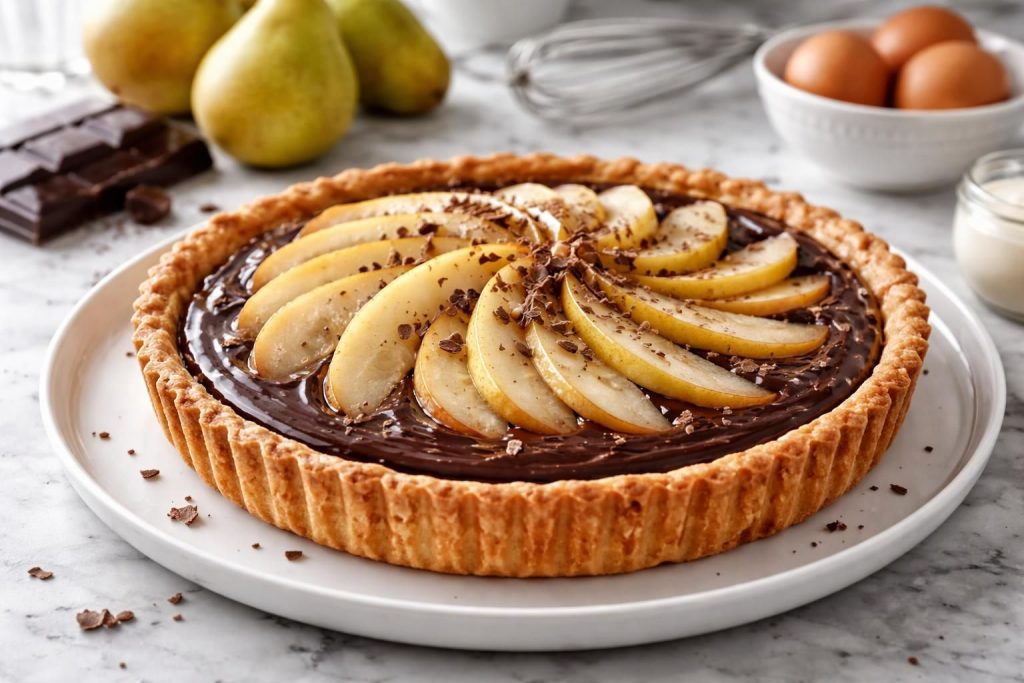 découvrez la recette simple et gourmande de la tarte poire-chocolat de cyril lignac, alliant douceur des poires et richesse du chocolat pour un dessert irrésistible.