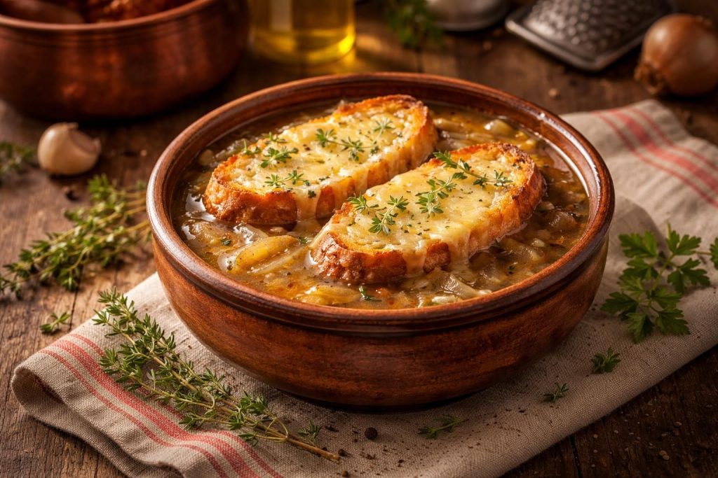 découvrez notre recette authentique de soupe à l'oignon façon grand-mère, simple à préparer et riche en saveurs traditionnelles pour réchauffer vos repas.